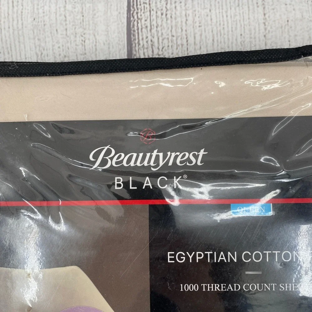 Beautyrest Black Sheet Set Queen Oatmeal 1000TC Egyptian Cotton Rich Deep Pocket